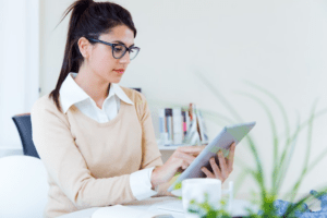 Professional translator reviewing legal documents