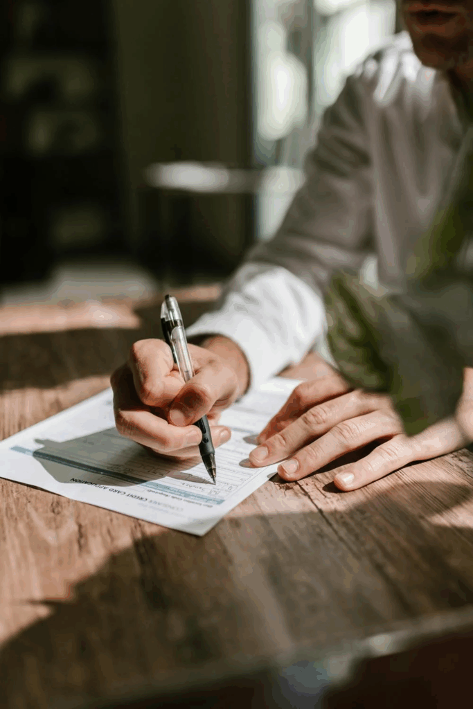 An employee signs a letter
