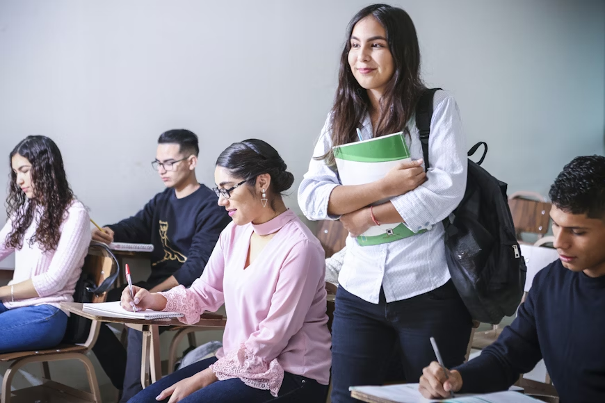 A student successfully participates in a classroom.
