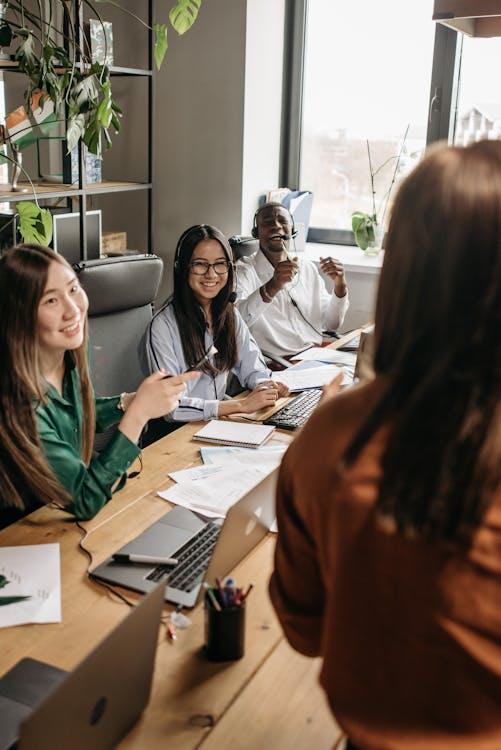 A workplace with multicultural employees.