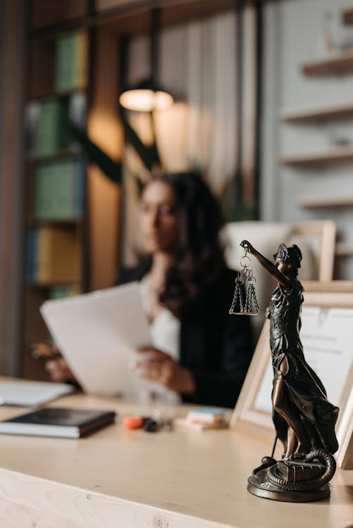 a lawyer at her desk.