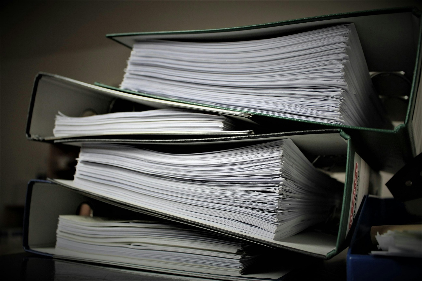 Important documents in a binder