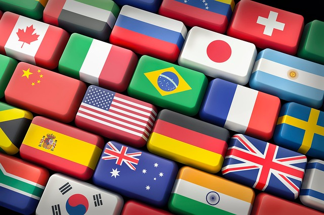 This photo shows flag representing different countries