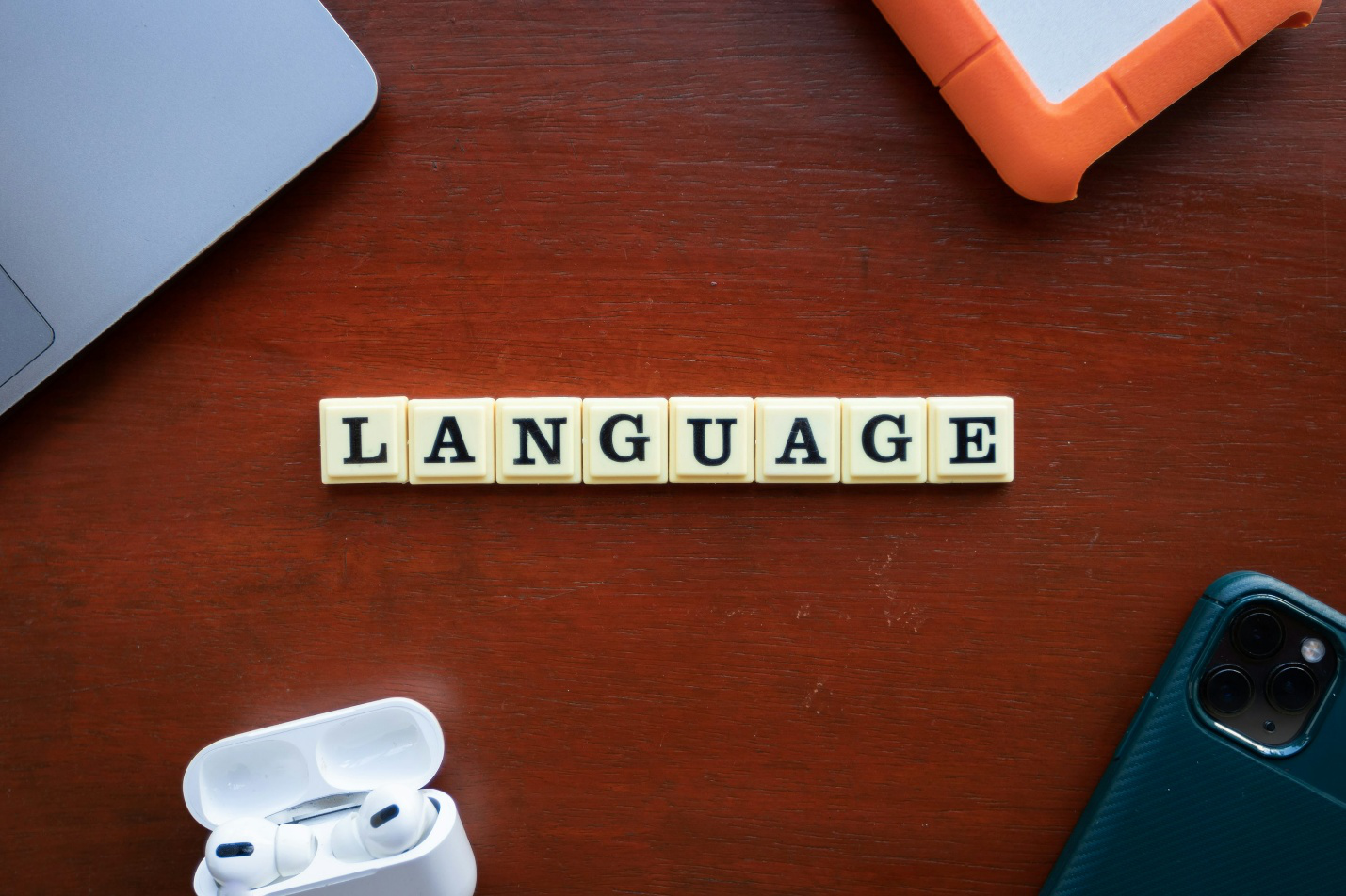 Blocks of letters spelling out ‘language’