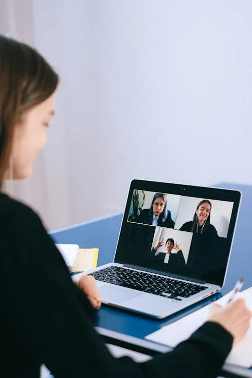 People participating in a video call