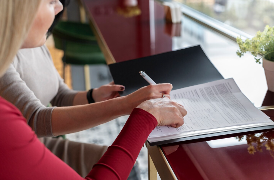 Translator analyzing tone and wording in a professional recommendation letter