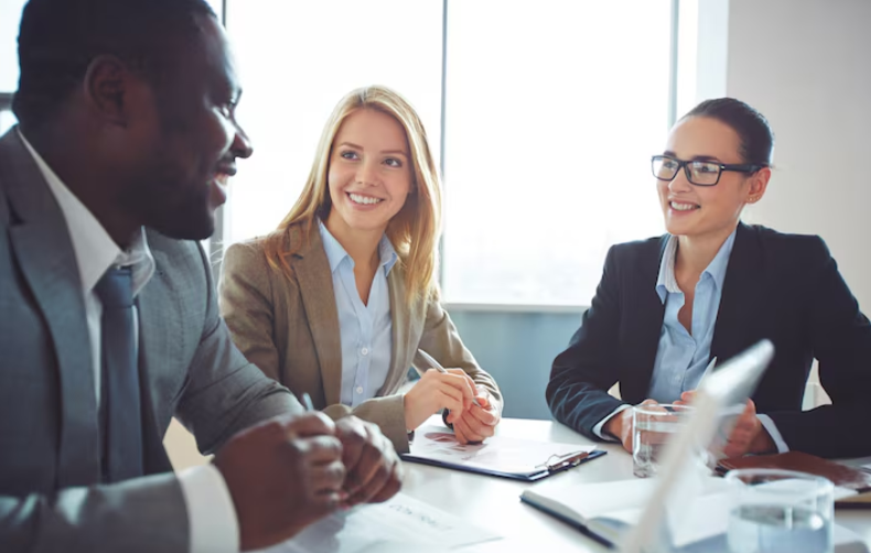 legal professionals reviewing a multilingual contract translation for consistency and clarity