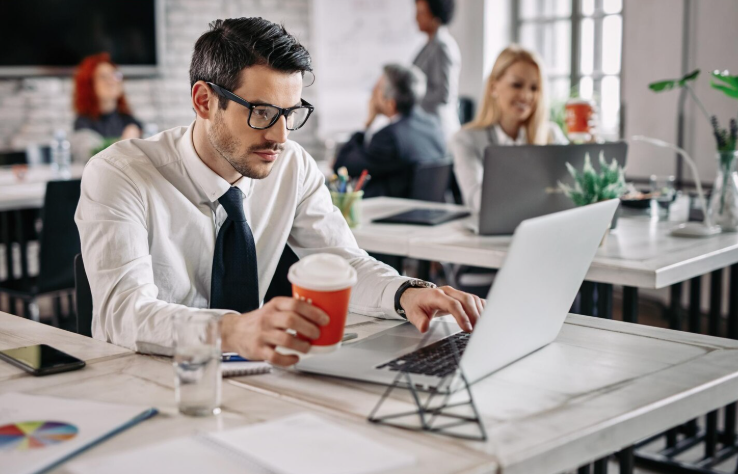Translator ensuring document consistency for immigration approval using a laptop